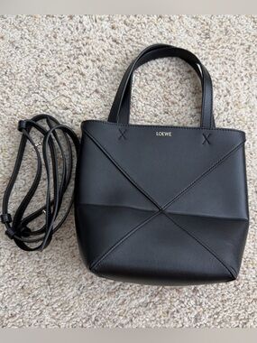 Loewe Black Fold Leather Tote Mini